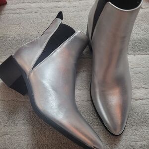 Kelly & Katie Metallic Silver Ankle Booties